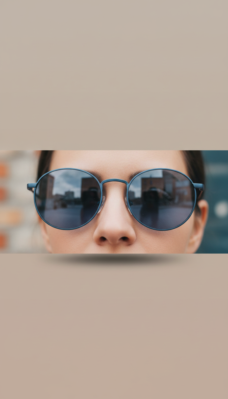 Steel Blue Round Frame Sunglasses