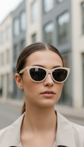 Ivory Cat-Eye Sunglasses with Concrete Finish